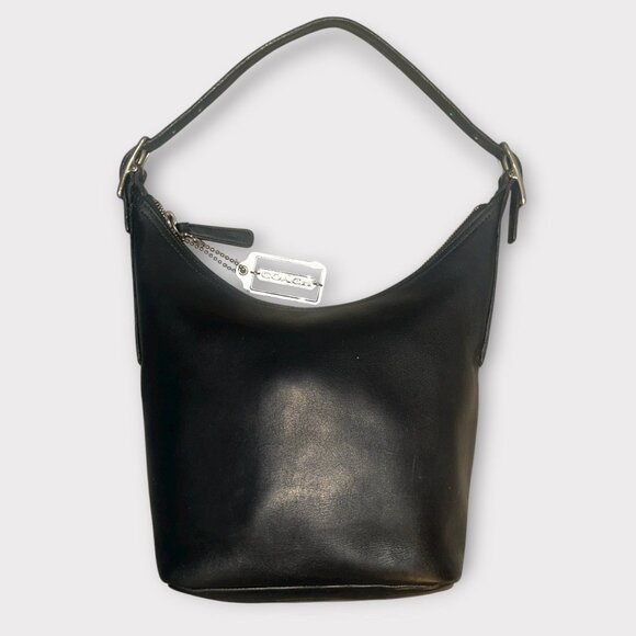 VTG Coach Legacy West Hobo 9823 Black Leather Nickel Shoulder Bucket Bag Y2K USA - Picture 4 of 10